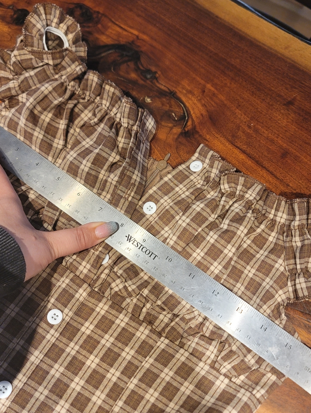Plaid Button Mini Dress Size Small - Picture 2 of 7
